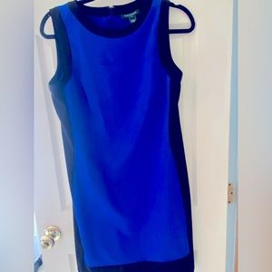 Ralph Lauren cobalt blue dress with black outline. Size 6, zipper back.